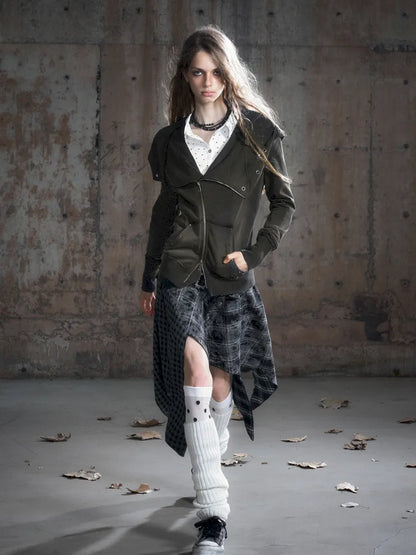 Oversized Collar Long-Sleeve Hoodie Jacket【s0000013967】