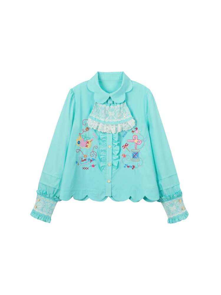 Petal Collar Embroidery Shirt In【s0000015573】