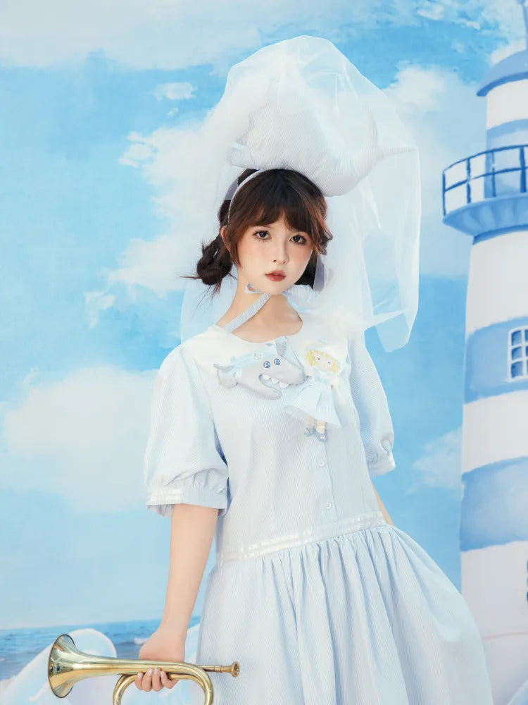 Blue and White Striped Dress【s0000014154】