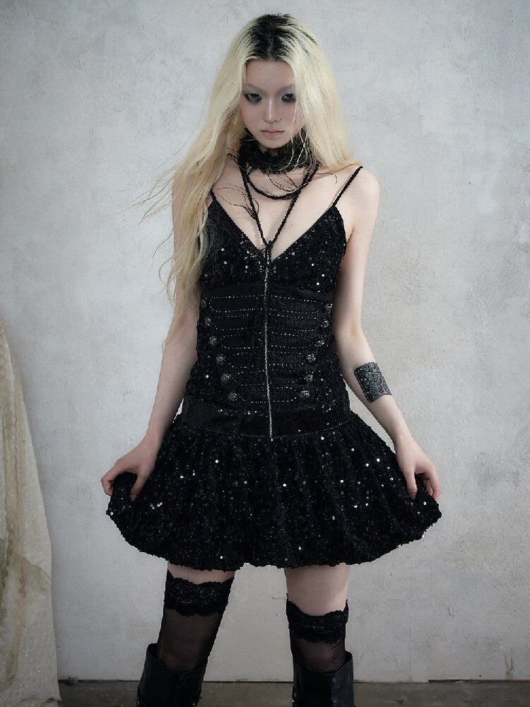 Vintage Court Punk Sequin Dress【s0000017858】