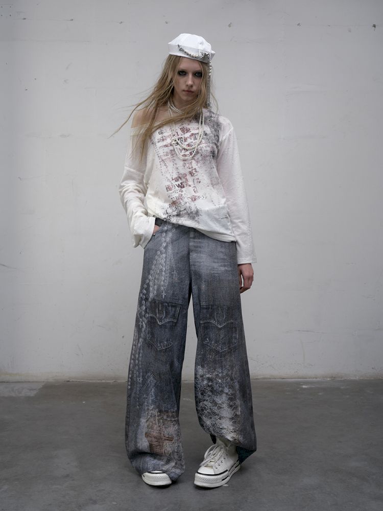 One-shoulder long-sleeved T-shirt【s0000012613】