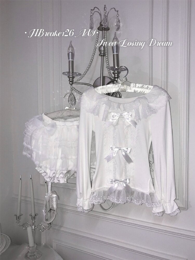 Multi-Layer Lace Bow Long Sleeve Shirt【s0000018533】