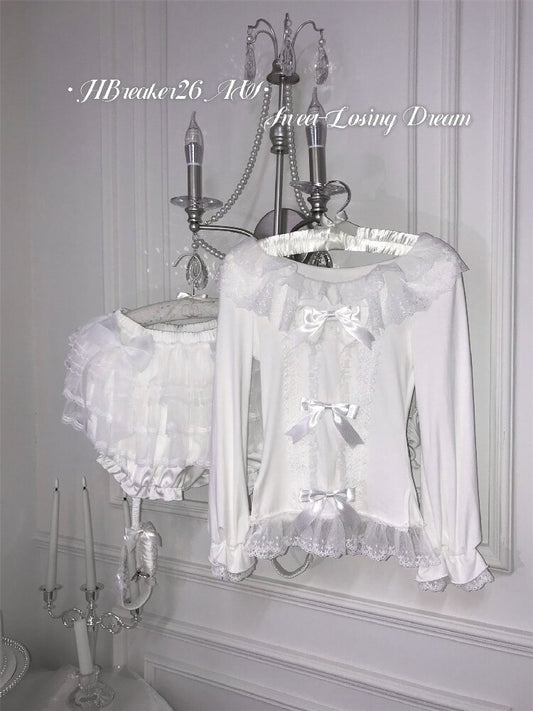 Multi-Layer Lace Bow Long Sleeve Shirt【s0000018533】