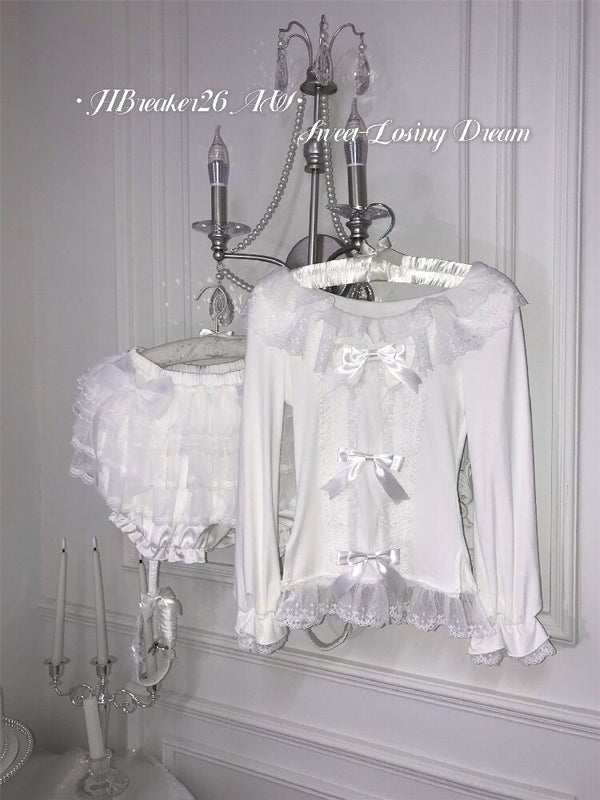 Multi-Layer Lace Bow Long Sleeve Shirt【s0000018533】