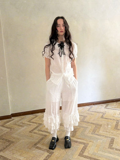 Cute bubble multi-layered lace bows pants【s0000012765】