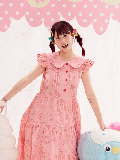 Animal Angel Fly Sleeve Pink Dress【s0000013188】