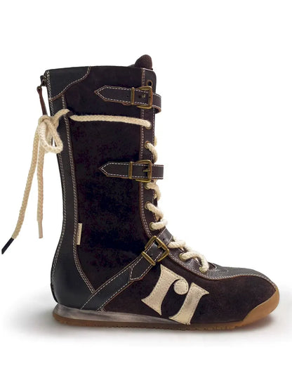 Lace Up Back Zipper Boxing Boots [s0000005989] 