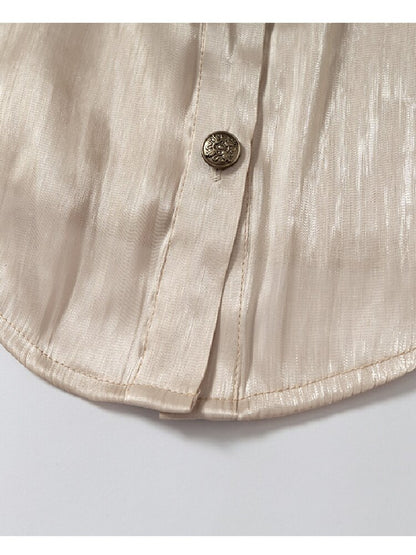 Ruffled Lace Satin Silk Shirt【s0000019157】