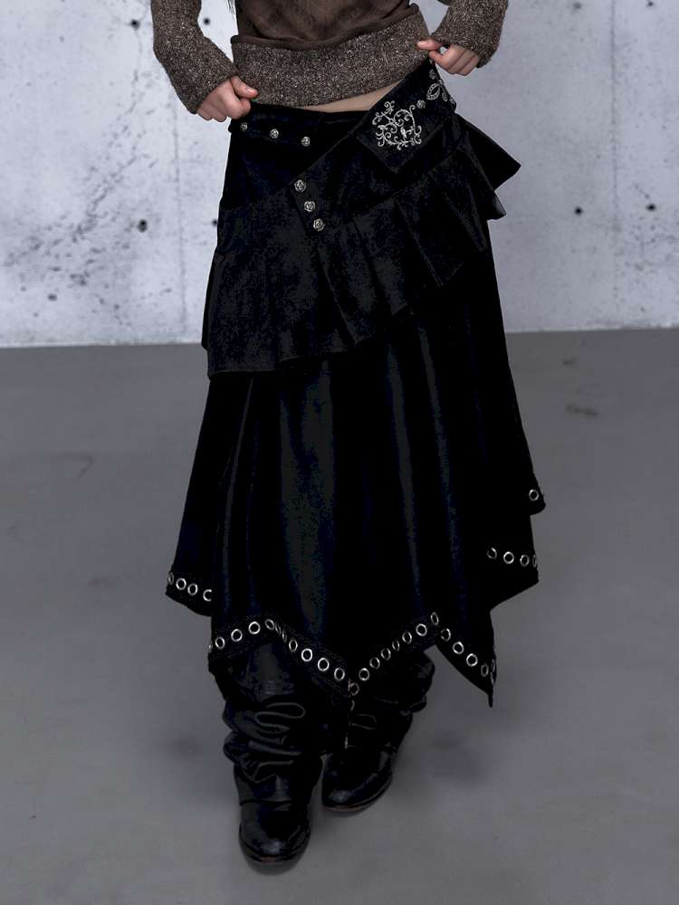 Dark Court Suede Irregular Skirt【s0000014919】