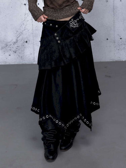 Dark Court Suede Irregular Skirt【s0000014919】