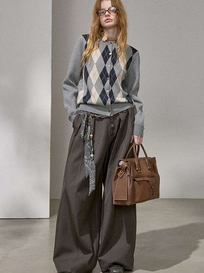 Diamond Plaid Knit Sweater Pants【s0000015072】