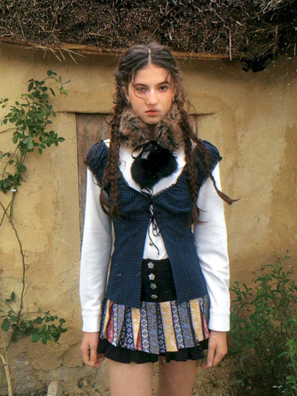 Blue Plaid Polka Dot Long Shirt【s0000014902】