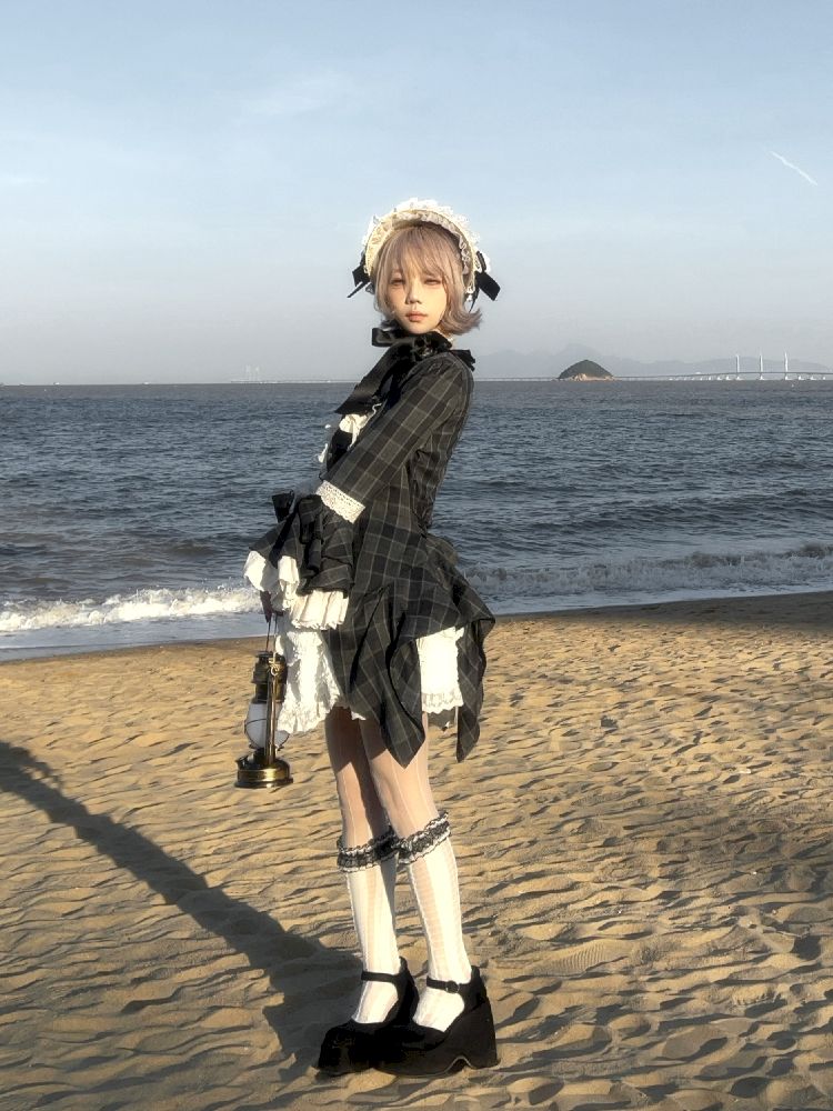 레이스 ji 슬리브 도베 테일 불규칙한 셔츠 [S0000011340]