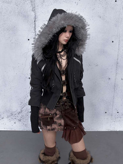 Street Punk Fur Hooded Padded Jacket【s0000014922】