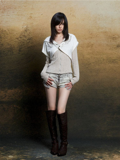 낮은 허리 반바지 2 개 레깅스 [S000011805]