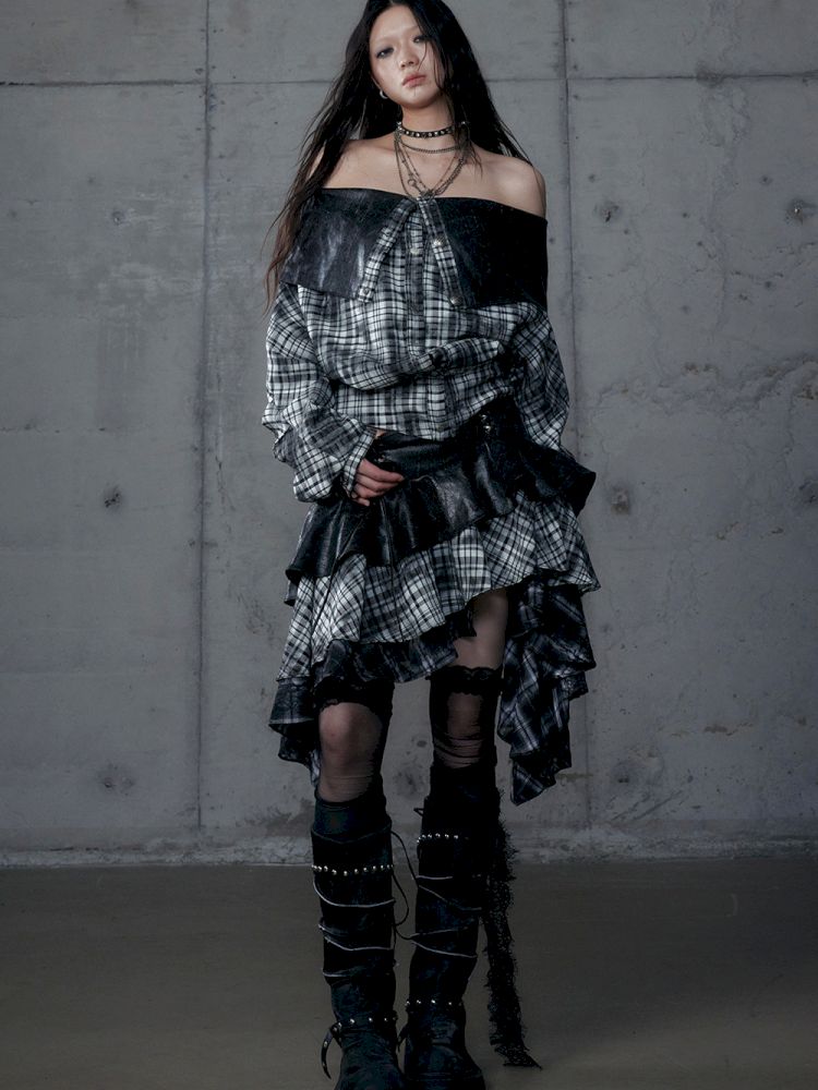 Heavy leather bustier skirt【s0000013467】