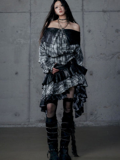 Heavy leather bustier skirt【s0000013467】