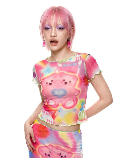Mesh Short Sleeve Mermaid Dress【s0000017516】