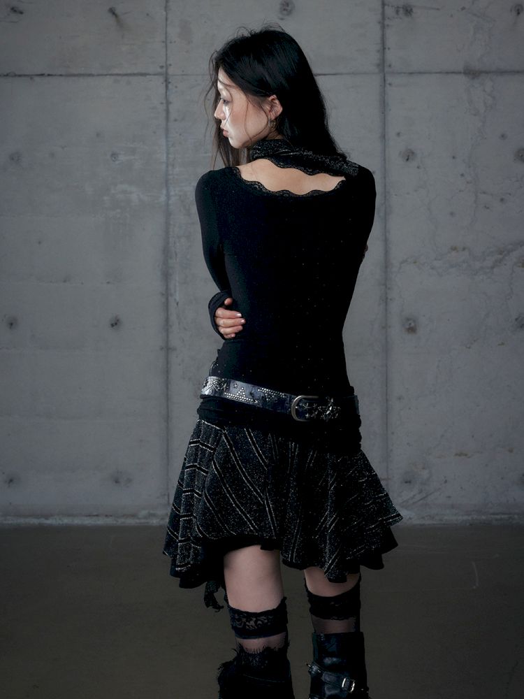 Stacked Neck One-Shoulder Dress【s0000013475】