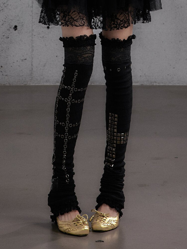 Lace Rhinestone Knit Leg Covers【s0000019164】