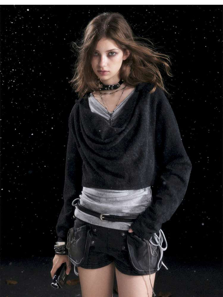 Striped Distressed Hooded Top【s0000014674】