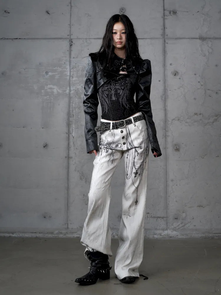 Stand Collar Ultra-Short Leather Jacket【s0000013950】