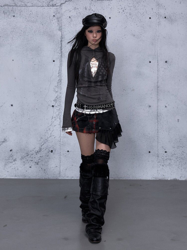 Lace Patchwork Hooded T-shirt【s0000015544】