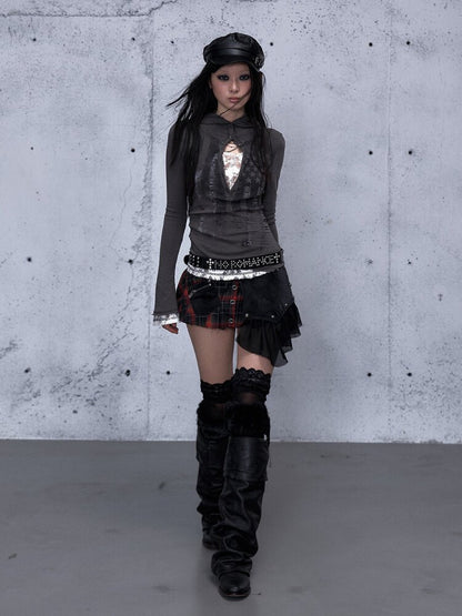 Lace Patchwork Hooded T-shirt【s0000015544】