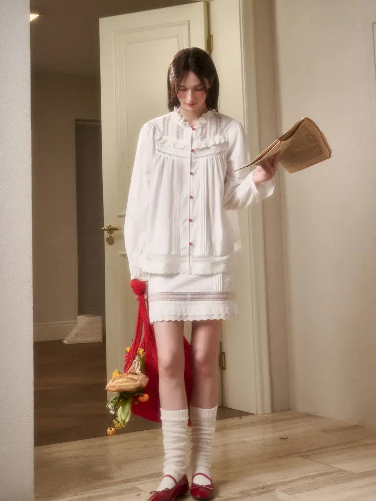 Natural Cotton Shirt Skirt Set【s0000014330】