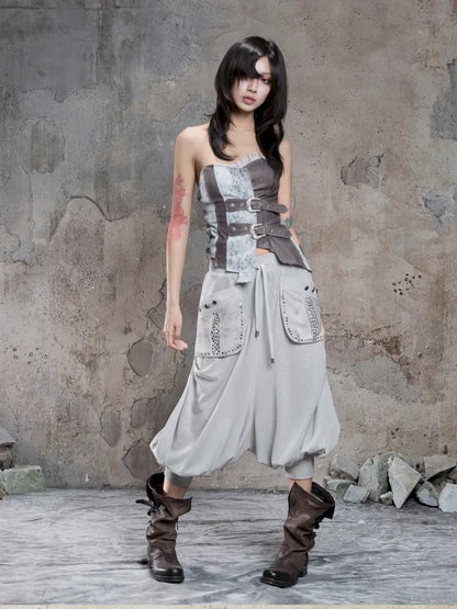 Cropped Wide-Leg Pocket Skirt【s0000014137】