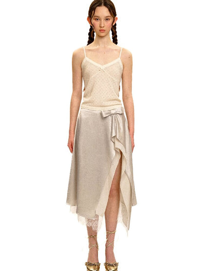 Breathable Lace Knit Top Skirt Set【s0000017442】