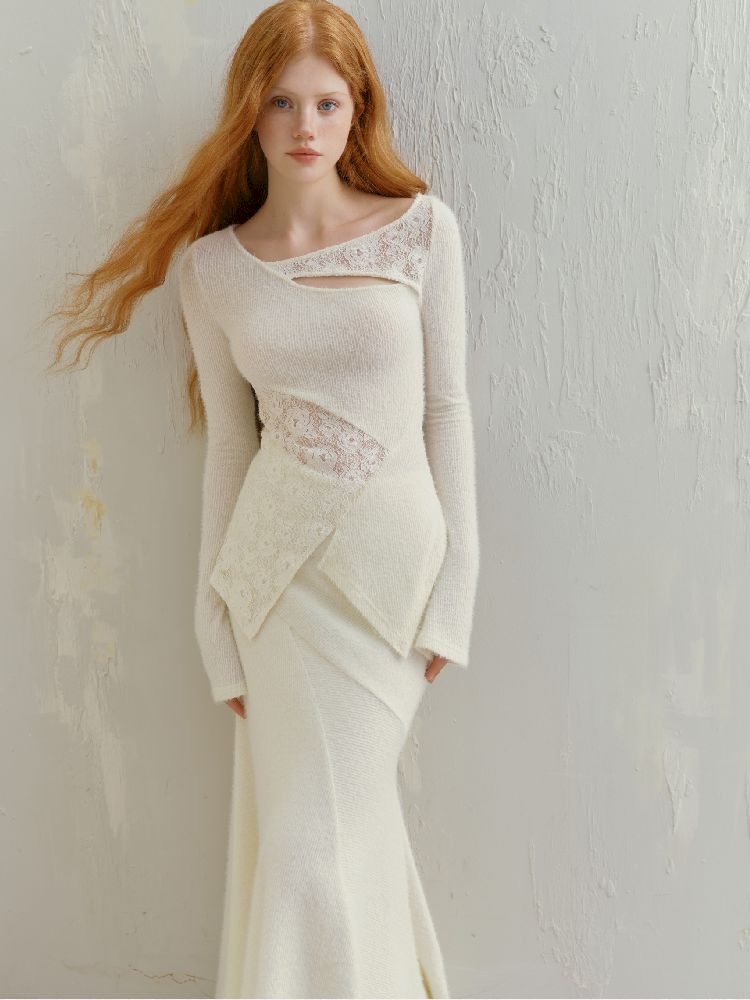 Slim irregular wool knit sweater【s0000012138】