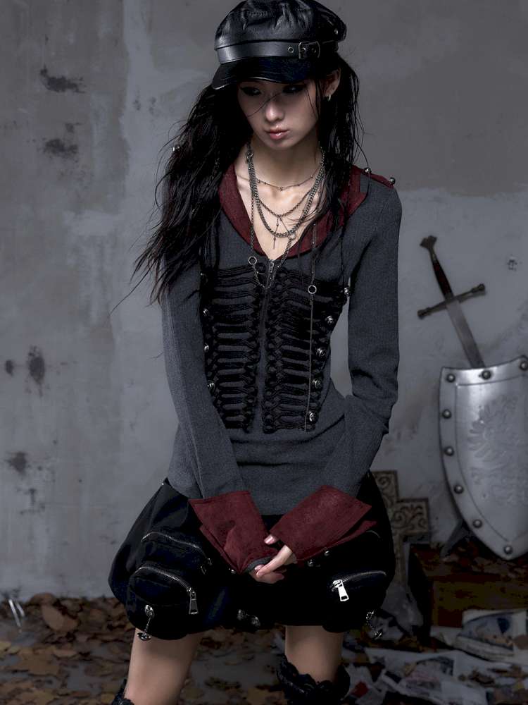 Vintage Punk Knight Slim Fit Shirt【s0000014652】