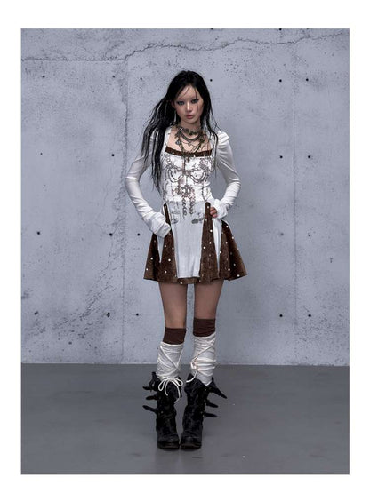 Vintage Baroque Velvet Check Dress【s0000014935】