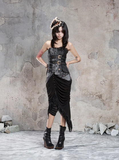 Strappy Asymmetric Cut-Out Fitted Halter Top【s0000014138】