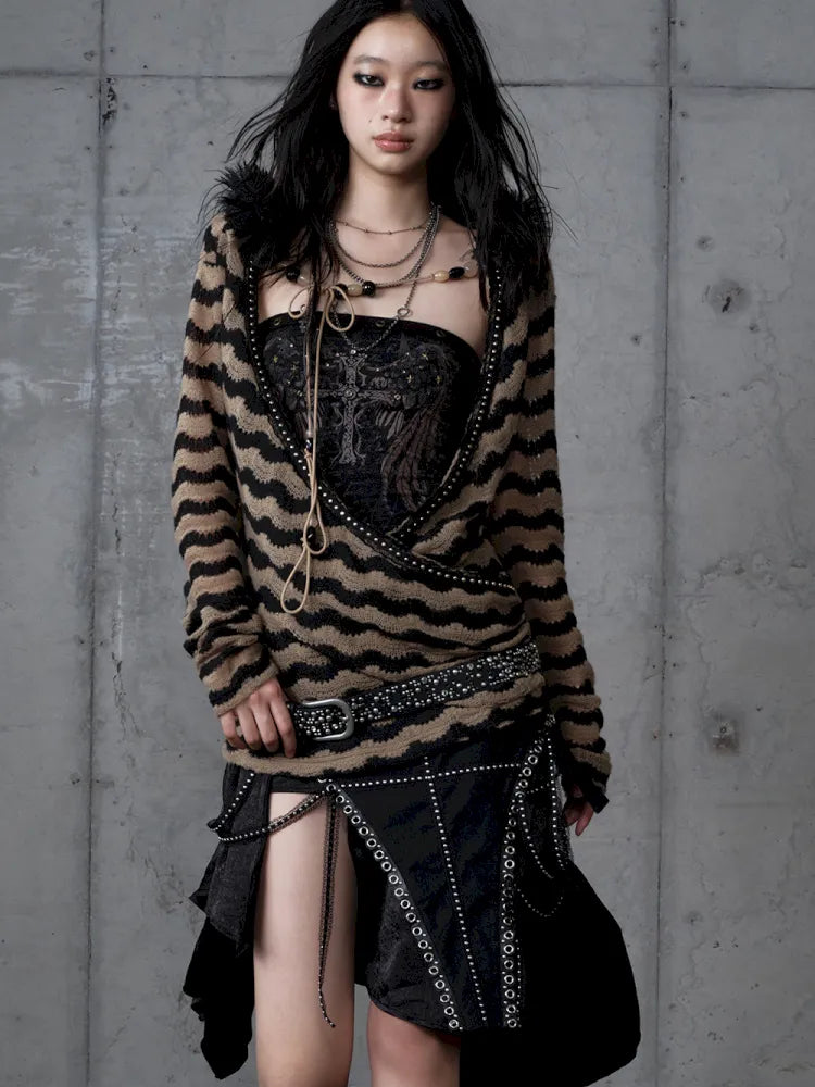 Two-Piece Set Striped Knit Top【s0000013953】