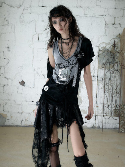Vintage Punk Y2k Two-Piece T-Shirt【s0000017241】