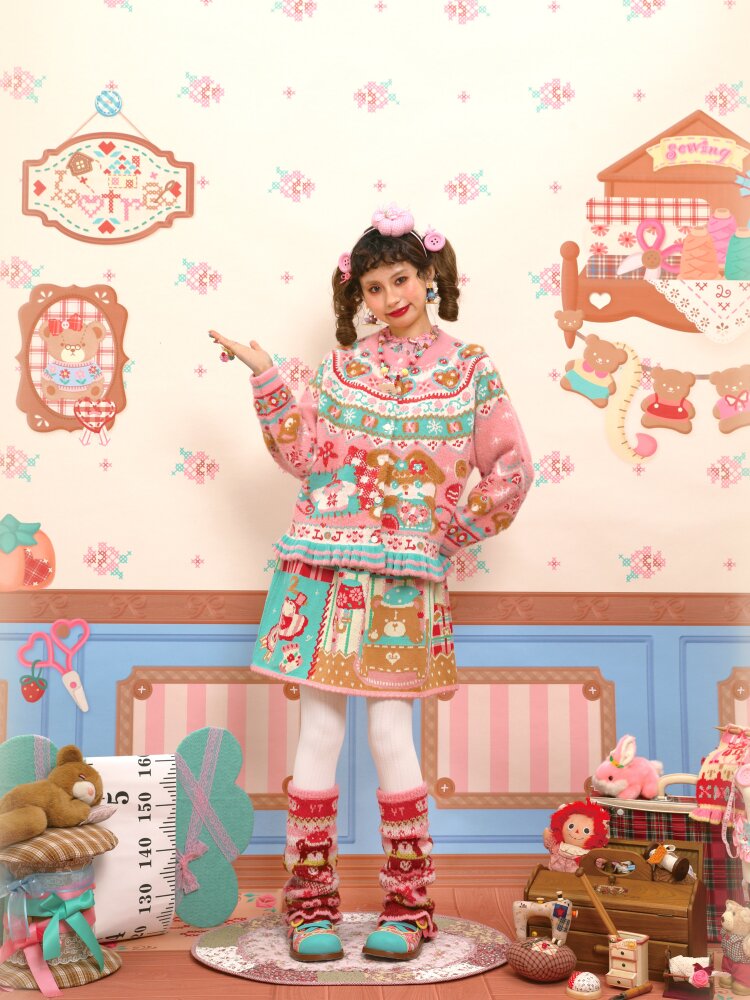 Red Pink Mink Wool Rabbit Cardigan【s0000015572】