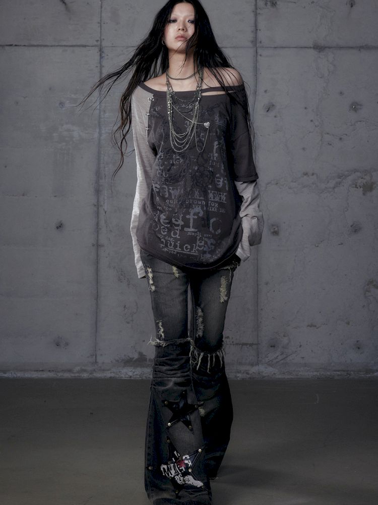 One-shoulder long-sleeved T-shirt【s0000013468】