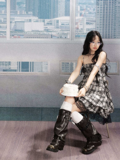 Lace Patchwork Plaid Sundress【s0000016277】
