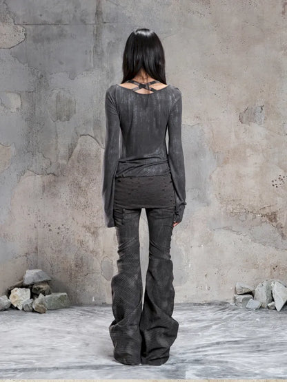 Off-Shoulder Ruffled Mid-Length Slimming Punk Top【s0000014124】