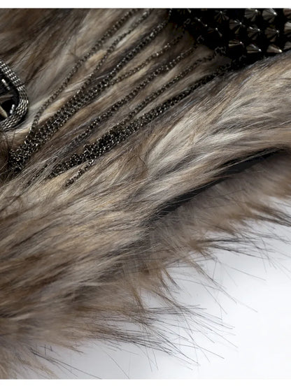 Punk Studded Fuzzy Mini Jacket【s0000014113】