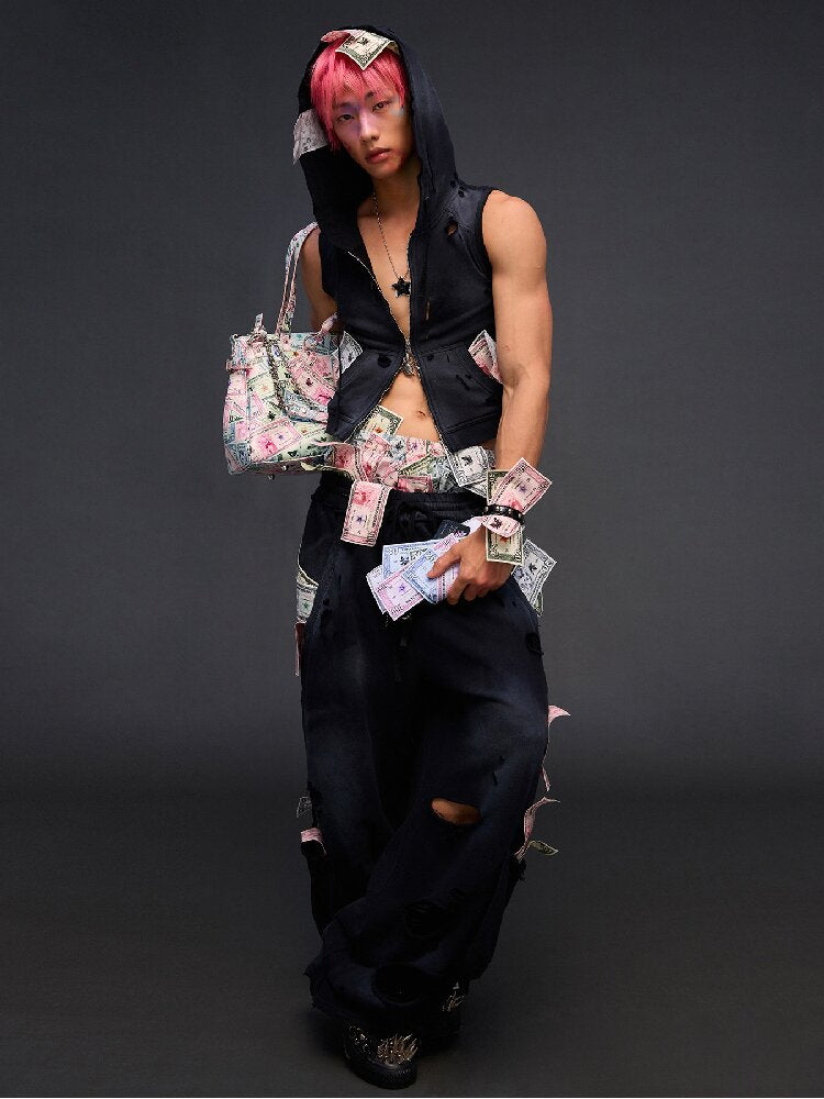 Distressed Vest Jackrt【s0000017489】