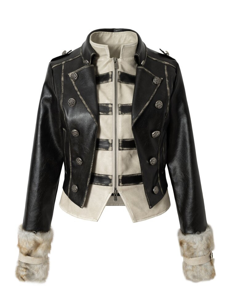 Fake Two Knight Leather Jacket【s0000015543】