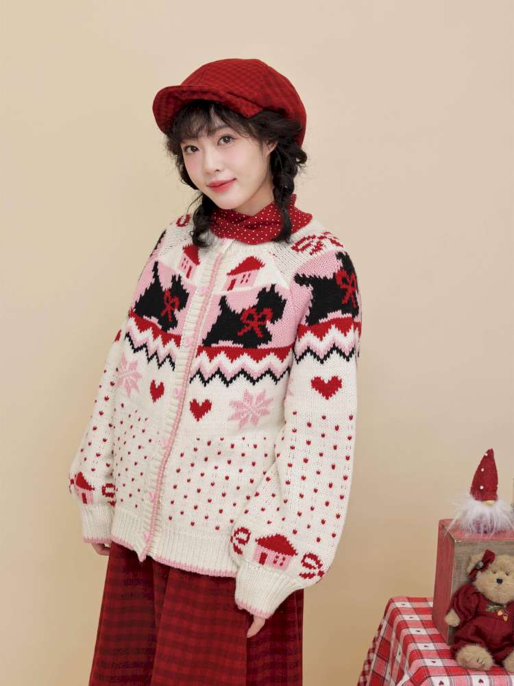 Bow Snowflake Island Wool Sweater【s0000015098】