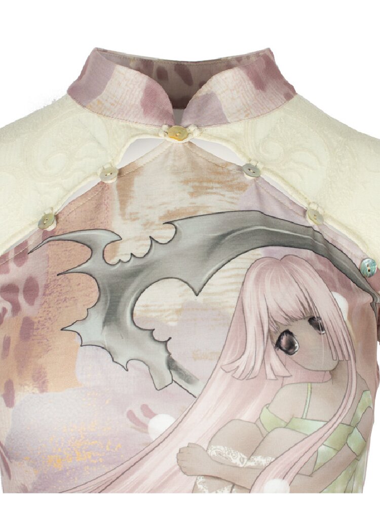 Lace Patchwork Cheongsam T-Shirt【s0000018084】