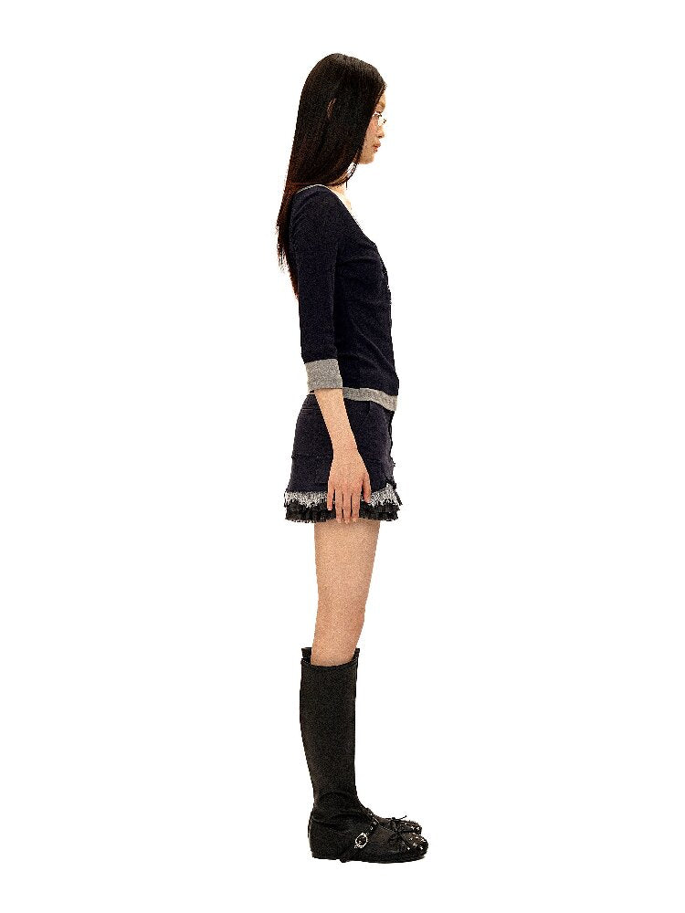 Two Piece Contrasting Henry Top【s0000016112】