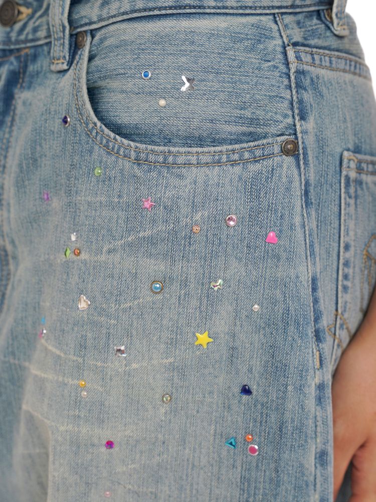 Embroidery Cat Whiskers Vintage Denim Trousers【s0000013445】