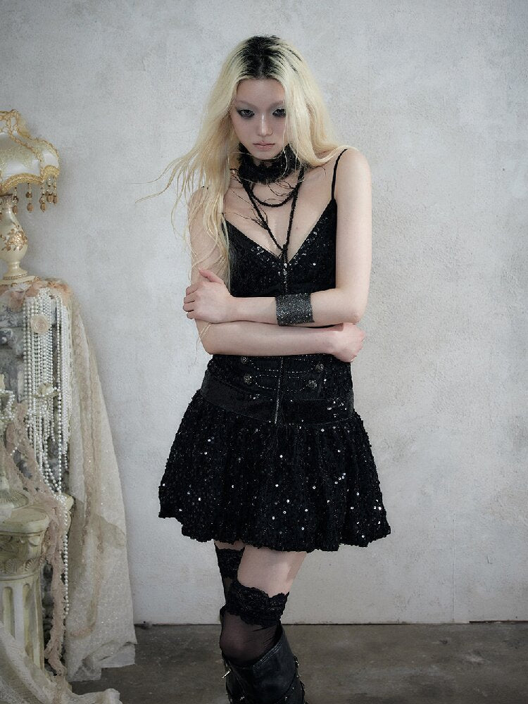 Vintage Court Punk Sequin Dress【s0000017858】