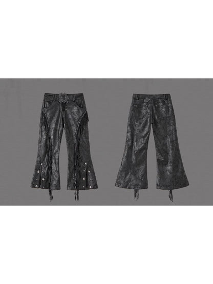 LOW WAISTED FLARED 7/10 Leather Pants [S0000010327]